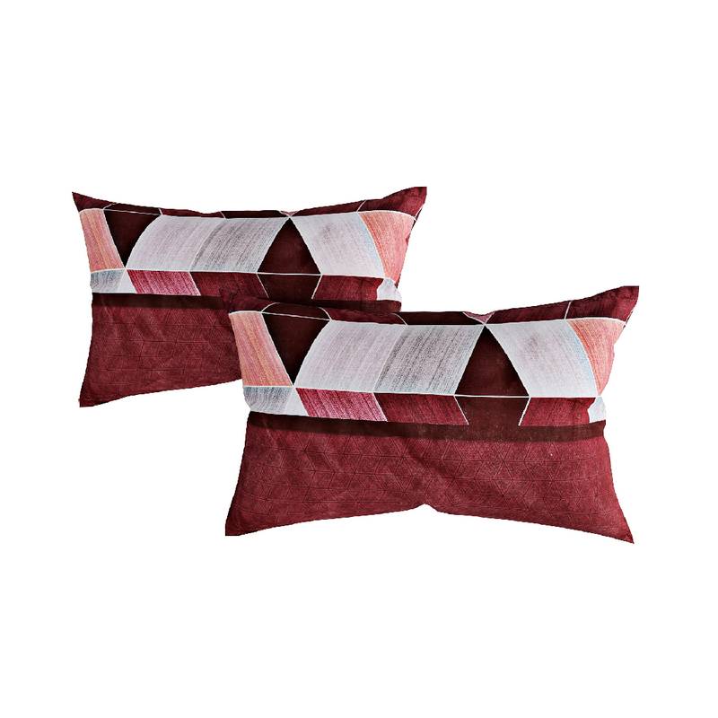 Swayam 144 TC Pure Cotton Rust Red and Grey Geometric Printed