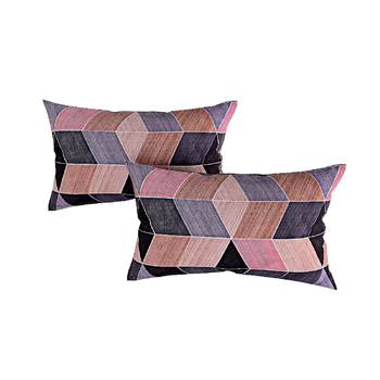 Swayam 144 TC Pure Cotton Dark Grey and Peach Geometric Printed Double Bed Sheet With 2 Matching Pillow Covers 4