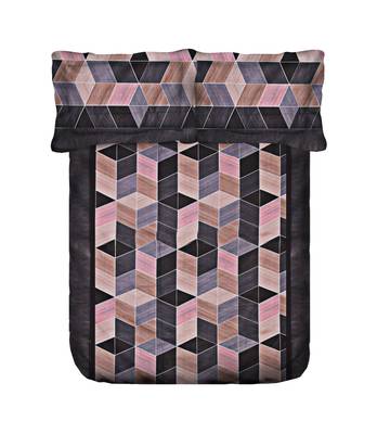 Swayam 144 TC Pure Cotton Dark Grey and Peach Geometric Printed Double Bed Sheet With 2 Matching Pillow Covers 5