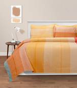 Swayam 144 TC Pure Cotton Yellow and Orange Striped Printed Double Bed Sheet With 2 Matching Pillow Covers