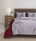 Swayam 144 TC Pure Cotton Grey and Maroon Floral Printed Double Bed Sheet With 2 Matching Pillow Covers