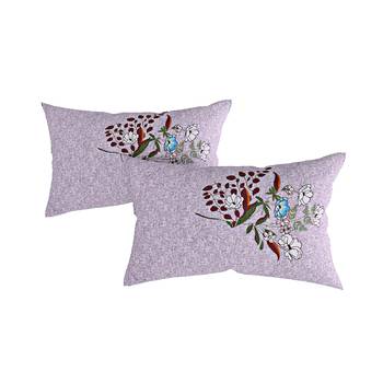 Swayam 144 TC Pure Cotton Grey and Maroon Floral Printed Double Bed Sheet With 2 Matching Pillow Covers 4