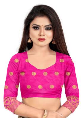 Vatudi Fashion Woven Banarasi Cotton Silk Blue Color Saree for Women 4