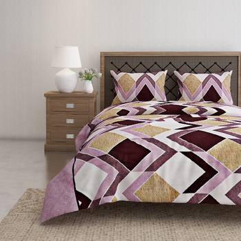 Swayam 144 TC Pure Cotton Rust and Beige Geometric Printed Double Bed Sheet With 2 Matching Pillow Covers 1