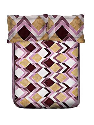 Swayam 144 TC Pure Cotton Rust and Beige Geometric Printed Double Bed Sheet With 2 Matching Pillow Covers 5