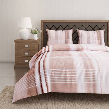 Swayam 144 TC Pure Cotton White and Brown Checkered Printed Bed Sheet With 2 Matching Pillow Covers 1