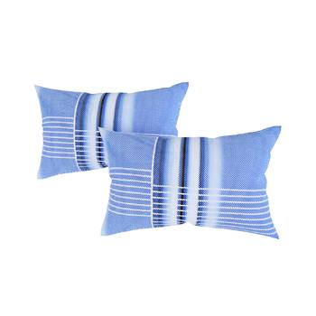 Swayam 144 TC Pure Cotton White and Blue Checkered Printed Bed Sheet With 2 Matching Pillow Covers 3