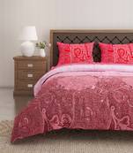 Swayam 144 TC Pure Cotton Maroon and Red Ethnic Motif Printed Bed Sheet With 2 Matching Pillow Covers