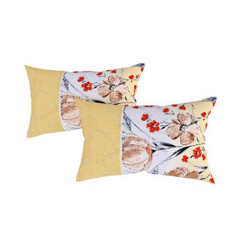 Swayam 144 TC Pure Cotton Lemon Yellow and White Floral Printed Bed Sheet With 2 Matching Pillow Covers 3