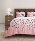 Swayam 144 TC Pure Cotton Peach and White Floral Printed Bed Sheet With 2 Matching Pillow Covers
