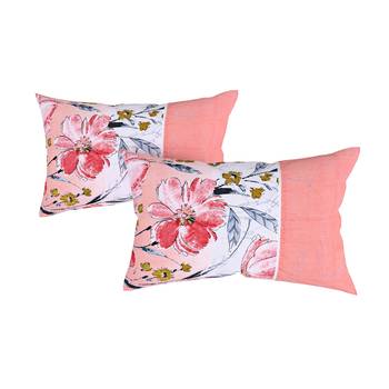 Swayam 144 TC Pure Cotton Peach and White Floral Printed Bed Sheet With 2 Matching Pillow Covers 3