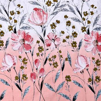 Swayam 144 TC Pure Cotton Peach and White Floral Printed Bed Sheet With 2 Matching Pillow Covers 4