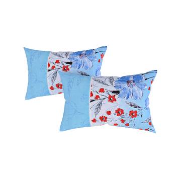 Swayam 144 TC Pure Cotton Sky Blue and White Floral Printed Bed Sheet With 2 Matching Pillow Covers 3
