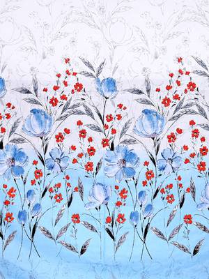 Swayam 144 TC Pure Cotton Sky Blue and White Floral Printed Bed Sheet With 2 Matching Pillow Covers 4