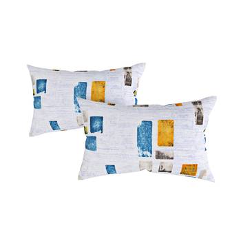 Swayam 144 TC Pure Cotton White and Blue Geometric Printed Bed Sheet With 2 Matching Pillow Covers 3