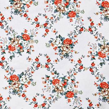 Swayam 144 TC Pure Cotton White and Orange Floral Printed Bed Sheet With 2 Matching Pillow Covers 4