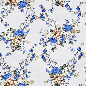 Swayam 144 TC Pure Cotton White and Blue Floral Printed Bed Sheet With 2 Matching Pillow Covers 4