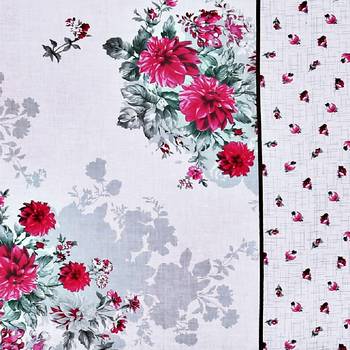Swayam 144 TC Pure Cotton White and Rose Pink Floral Printed Bed Sheet With 2 Matching Pillow Covers 4