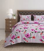 Swayam 144 TC Pure Cotton Grey and Purple Floral Printed Bed Sheet With 2 Matching Pillow Covers