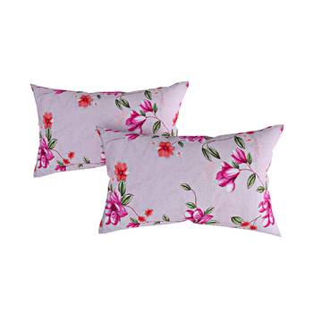 Swayam 144 TC Pure Cotton Grey and Purple Floral Printed Bed Sheet With 2 Matching Pillow Covers 3