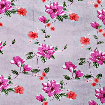 Swayam 144 TC Pure Cotton Grey and Purple Floral Printed Bed Sheet With 2 Matching Pillow Covers 4