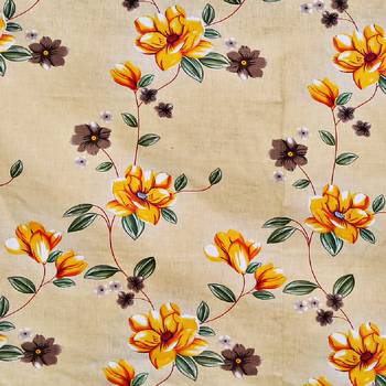 Swayam 144 TC Pure Cotton Beige And Yellow Floral Printed Bed Sheet With 2 Matching Pillow Covers 4