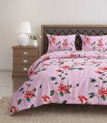 Swayam 144 TC Pure Cotton Pink and Red Floral Printed Bed Sheet With 2 Matching Pillow Covers