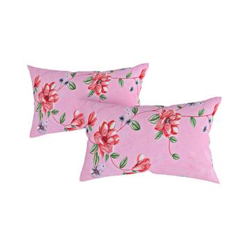 Swayam 144 TC Pure Cotton Pink and Red Floral Printed Bed Sheet With 2 Matching Pillow Covers 3