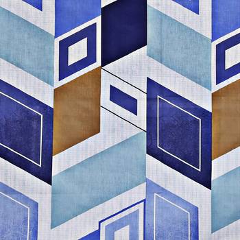 Swayam 144 TC Pure Cotton Blue and Brown Geometric Printed Bed Sheet With 2 Matching Pillow Covers 4