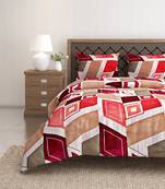 Swayam 144 TC Pure Cotton Red and Beige Geometric Printed Bed Sheet With 2 Matching Pillow Covers