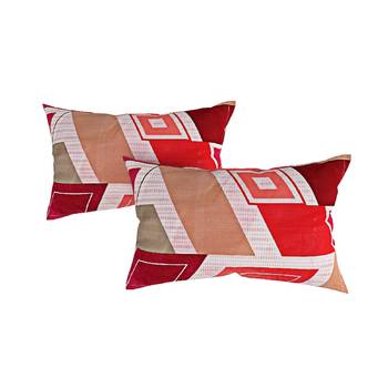Swayam 144 TC Pure Cotton Red and Beige Geometric Printed Bed Sheet With 2 Matching Pillow Covers 3