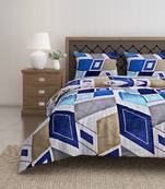 Swayam 144 TC Pure Cotton Blue and Grey Geometric Printed Bed Sheet With 2 Matching Pillow Covers
