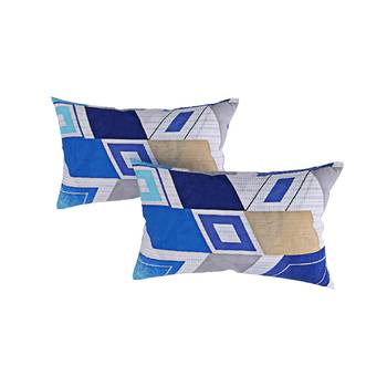Swayam 144 TC Pure Cotton Blue and Grey Geometric Printed Bed Sheet With 2 Matching Pillow Covers 3