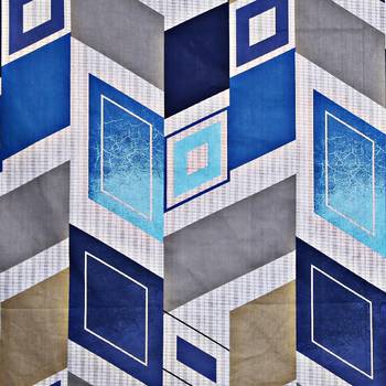 Swayam 144 TC Pure Cotton Blue and Grey Geometric Printed Bed Sheet With 2 Matching Pillow Covers 4