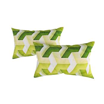 Swayam 144 TC Pure Cotton Green and White Geometric Printed Bed Sheet With 2 Matching Pillow Covers 3