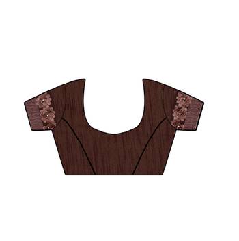 brown embroidered georgette saree with blouse 5
