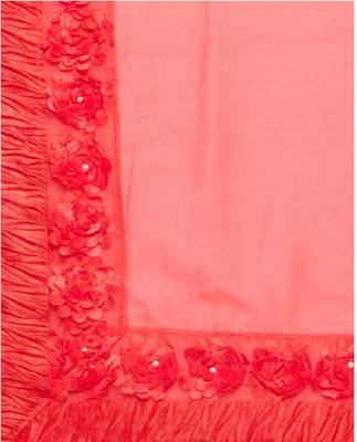 red embroidered georgette saree with blouse 5