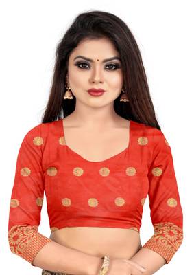 yellow woven banarasi saree with blouse 4