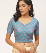 Blue Color Raw Silk Blouse