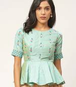 Teal Color Satin Blouse