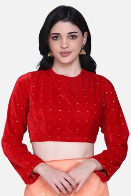 Red Color Velvet Blouse 1