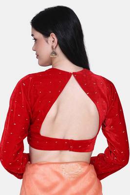 Red Color Velvet Blouse 2