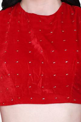 Red Color Velvet Blouse 3