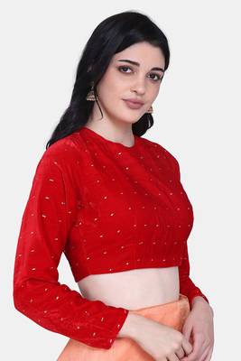 Red Color Velvet Blouse 4