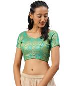 Green embroidered art silk readymade blouses