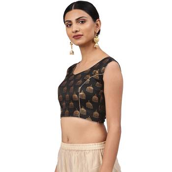 Black embroidered art silk readymade blouses 1