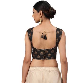 Black embroidered art silk readymade blouses 2