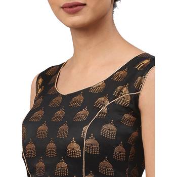 Black embroidered art silk readymade blouses 3