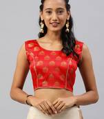 Red embroidered art silk readymade blouses