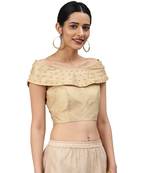 Cream embroidered silk blend readymade blouses